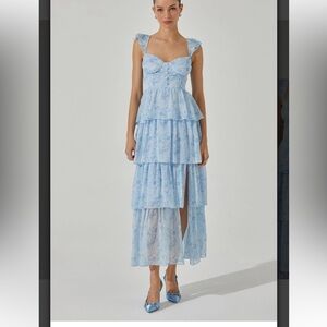 Midsummer Floral Tiered Maxi Dress Blue floral / XS